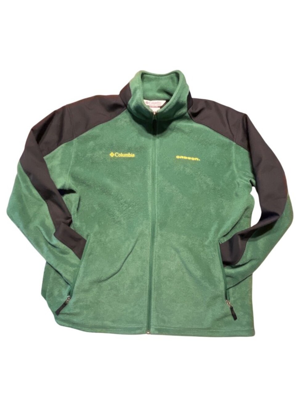 Columbia University Of Oregon Ducks Green & Black Fleece Jacket XL Full Zip Poly